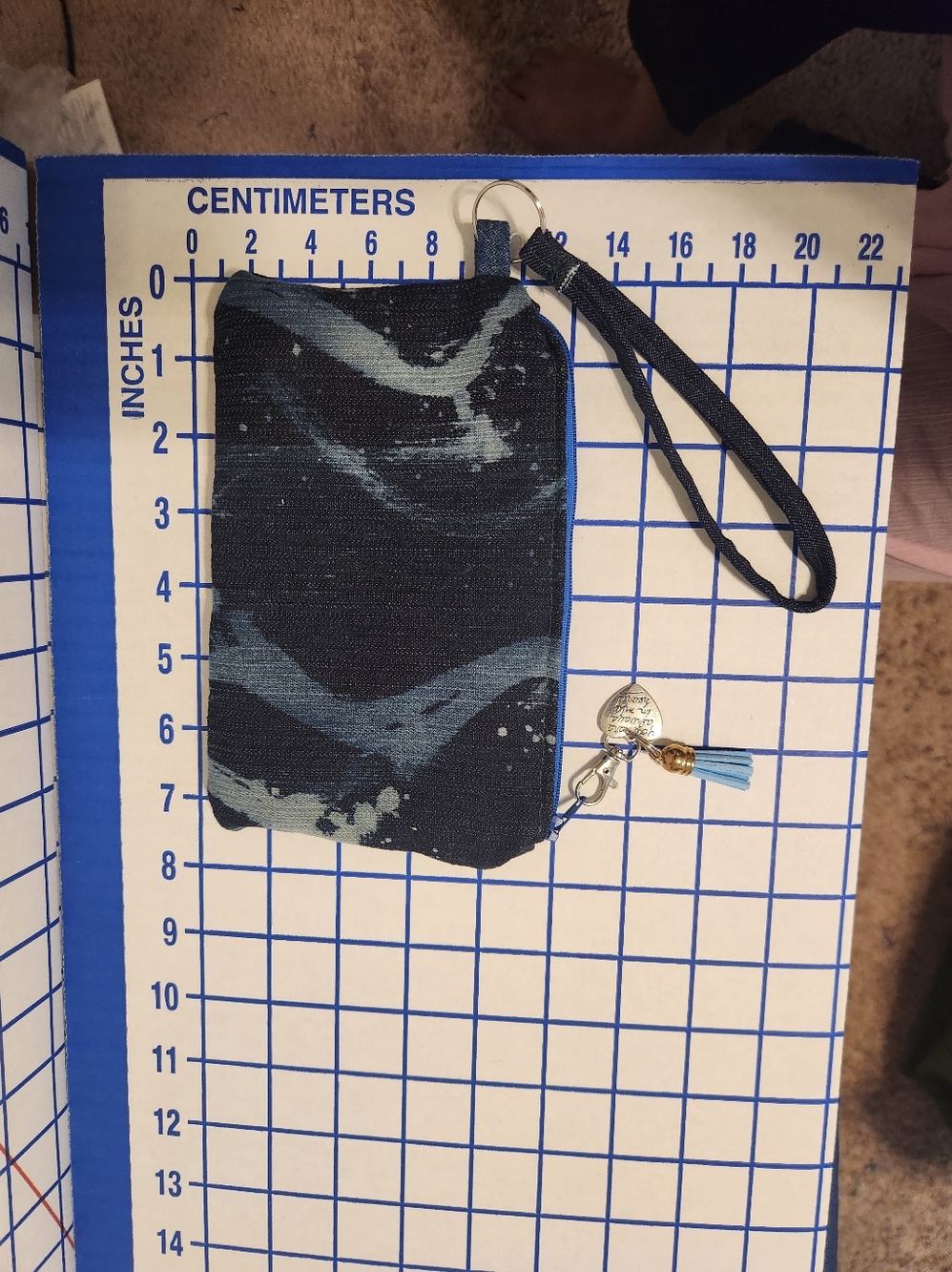 Navy Blue Patterned Wristlet